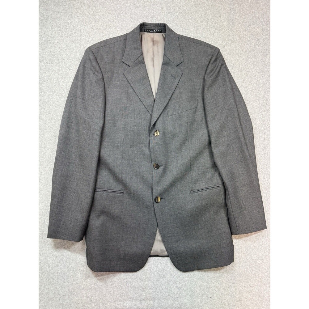 Hugo‎ Boss Blazer Mens 38R Gray Wool Jacket Coat English Countryside Old Money